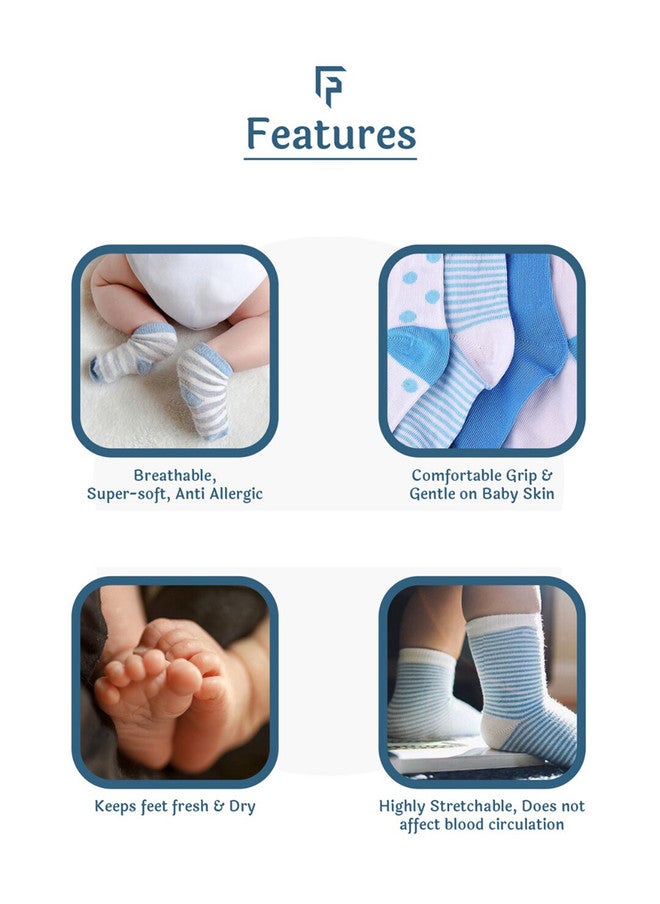 FOOTPRINTS Kids Pack Of 5 Striped Organic Cotton Anti Odour Ankle Length Socks - Image 4